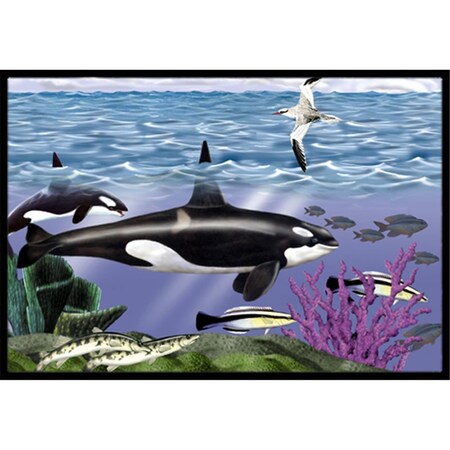 Carolines Treasures Whale Orcas Indoor and Outdoor Mat- 24 x 36 in. PTW2040JMAT